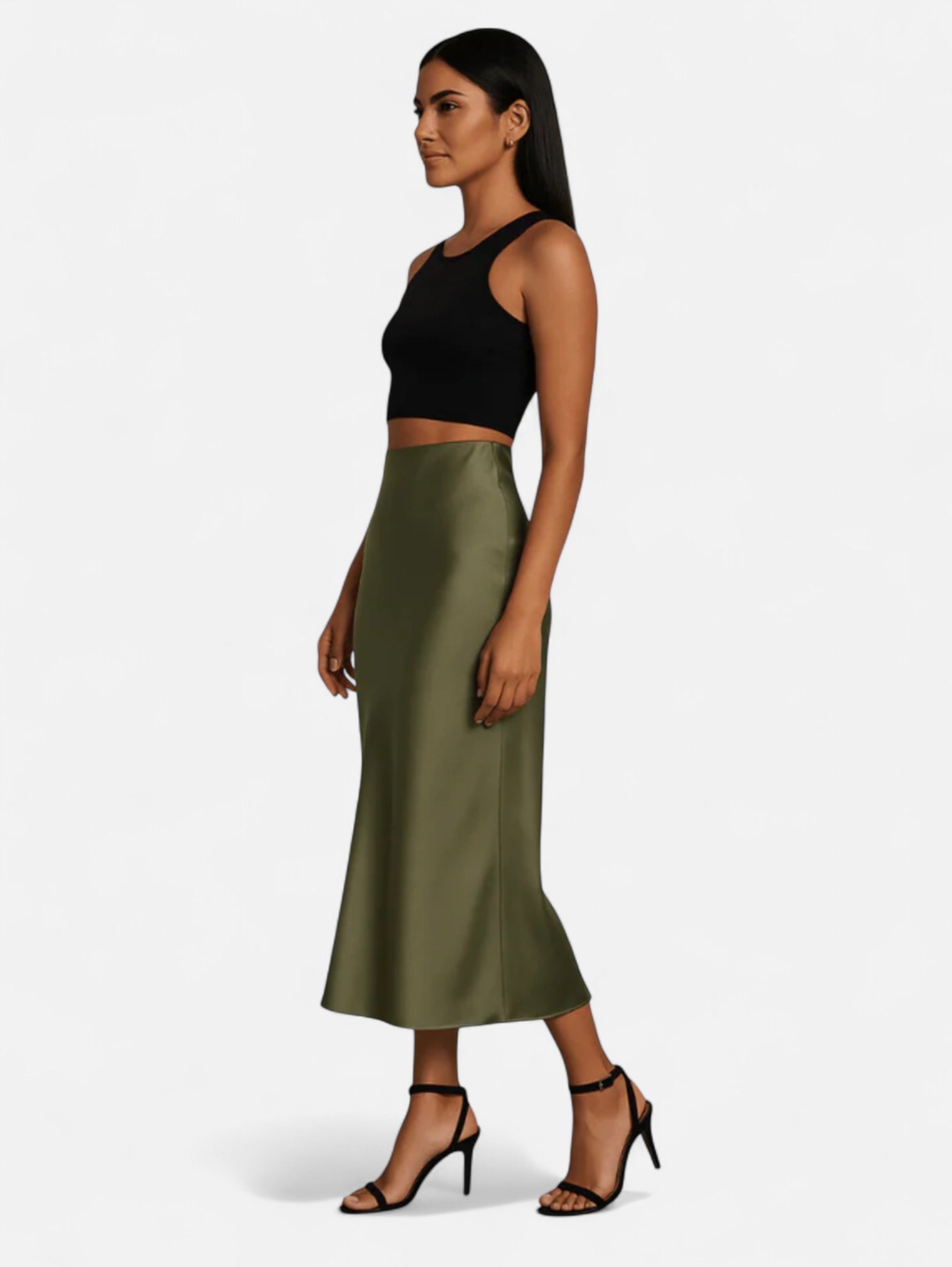 Eloura | Women's Satin High Waist Elegant Skirt