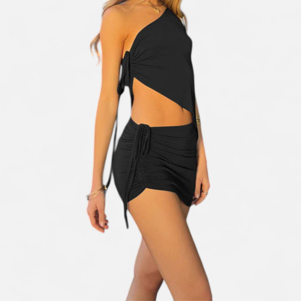 Eloura | Asymmetric Drawstring Co-Ord – Sculpted Ease, Modern Precision