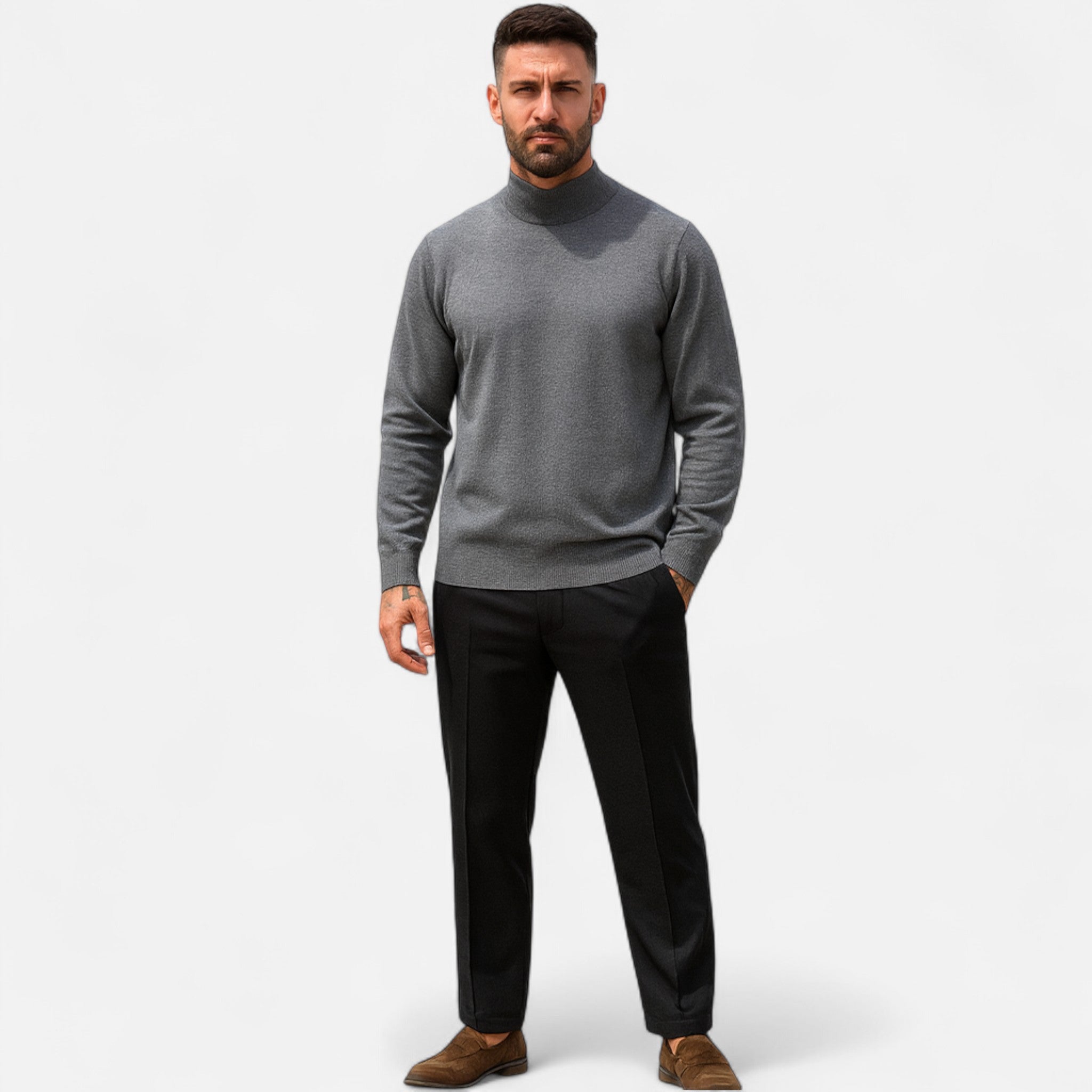 Eloura | Men’s Knitted Sweater – Half-High Collar, Refined Warmth