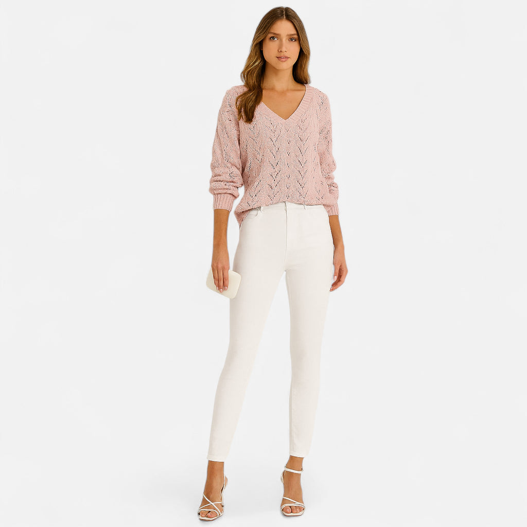 Eloura | Women’s Open-Knit Linen Top – Airy Texture, Effortless Refinement