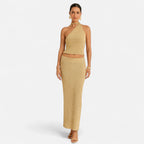 Eloura | Gold Knit Two-Piece Set – Sculpted Flow, Elevated Simplicity