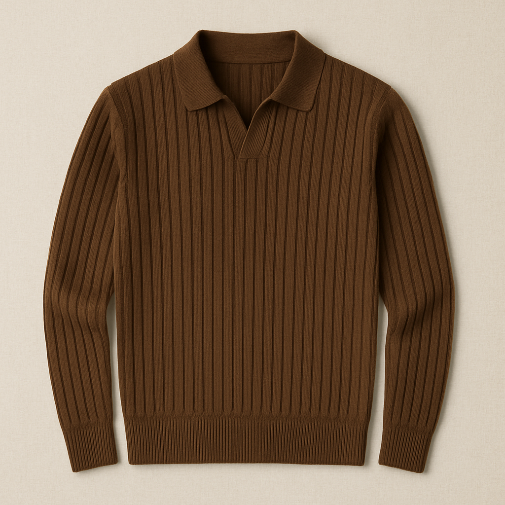 Eloura | Men’s Ribbed Knit Polo Shirt— Refined Texture, Effortless Class