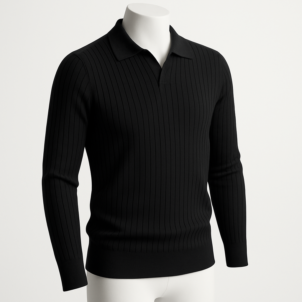 Eloura | Men’s Ribbed Knit Polo Shirt— Refined Texture, Effortless Class