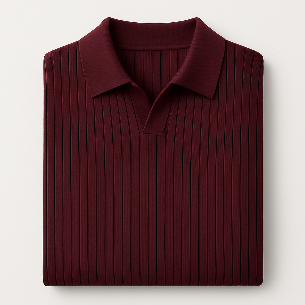 Eloura | Men’s Ribbed Knit Polo Shirt— Refined Texture, Effortless Class