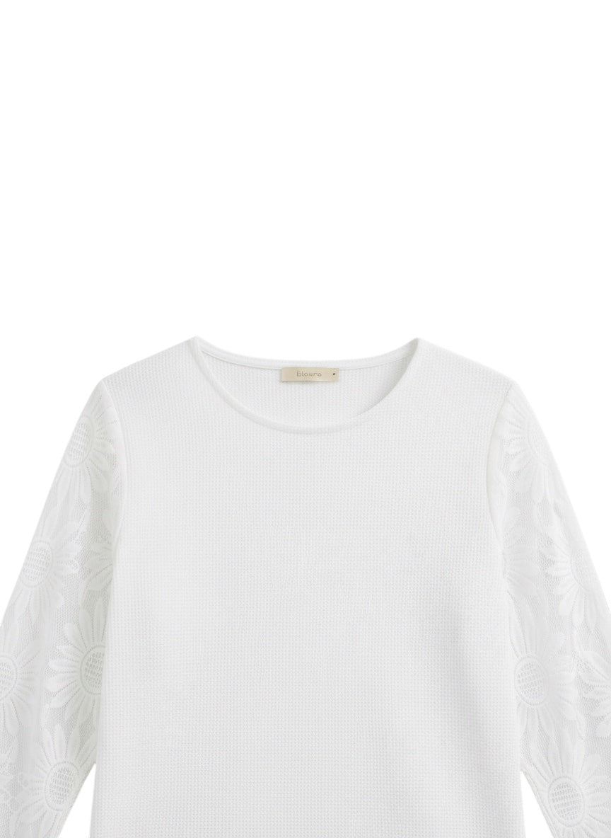 Eloura | Women's Floral Lace Sleeve Office Blouse — Elegant, Refined & Confident