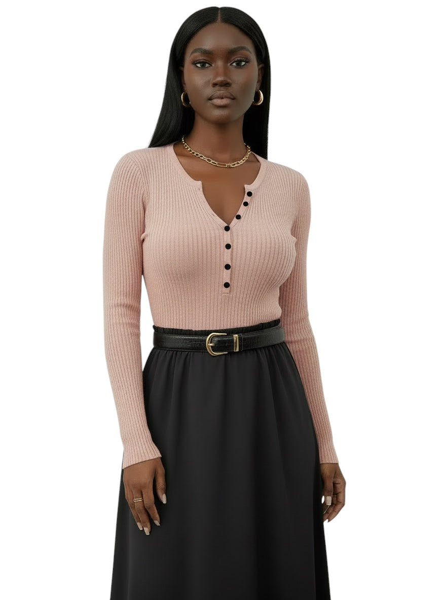 Eloura | Women's Ribbed Button-Up Long Sleeve Top — Sleek, Sculpted & Effortlessly Chic