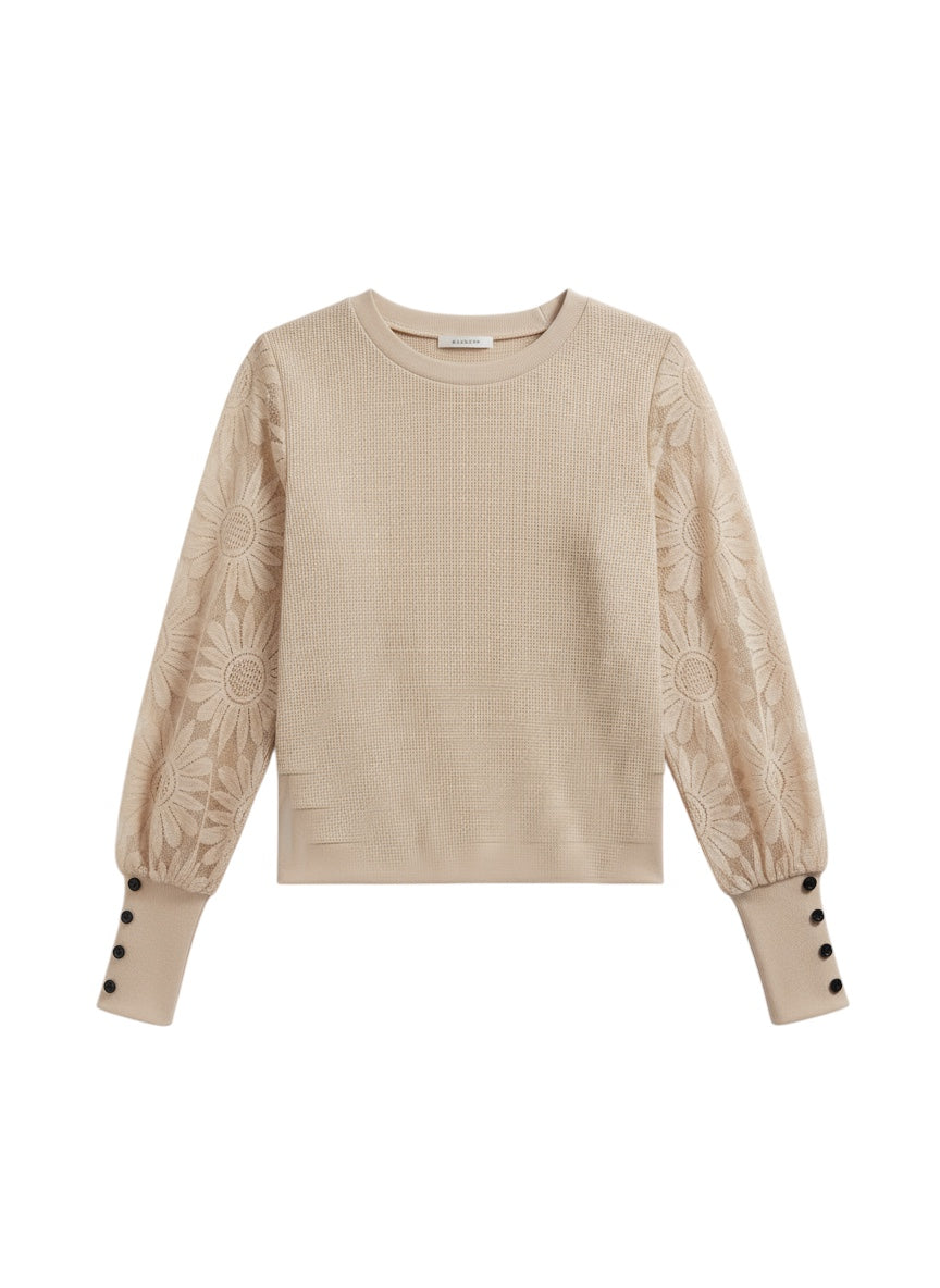 Eloura | Women's Floral Lace Sleeve Office Blouse — Elegant, Refined & Confident