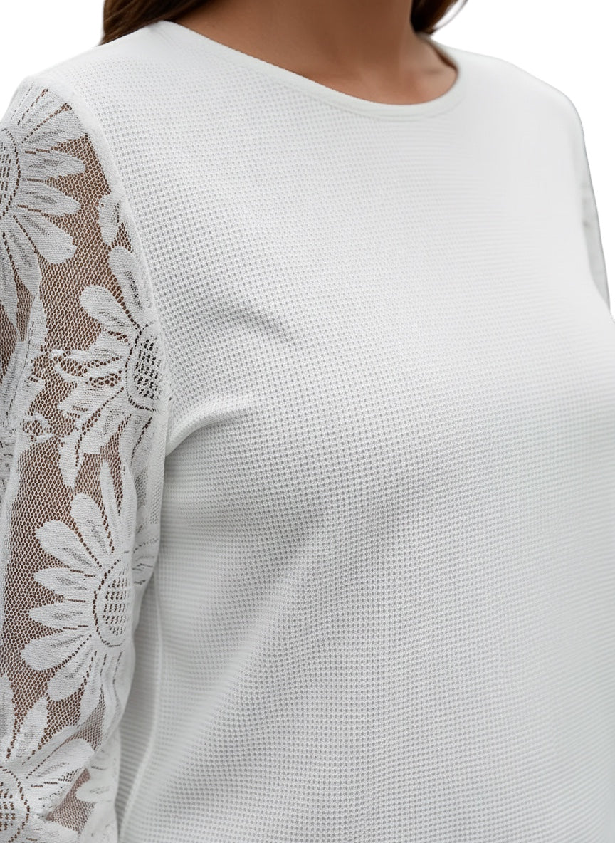 Eloura | Women's Floral Lace Sleeve Office Blouse — Elegant, Refined & Confident