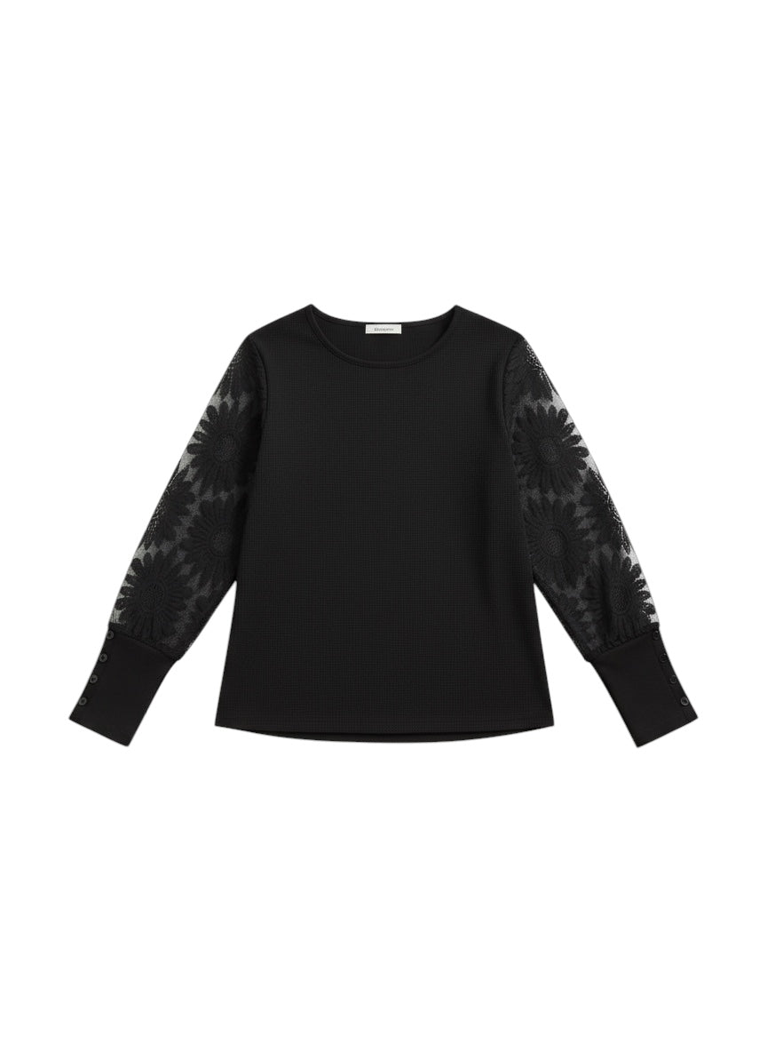 Eloura | Women's Floral Lace Sleeve Office Blouse — Elegant, Refined & Confident