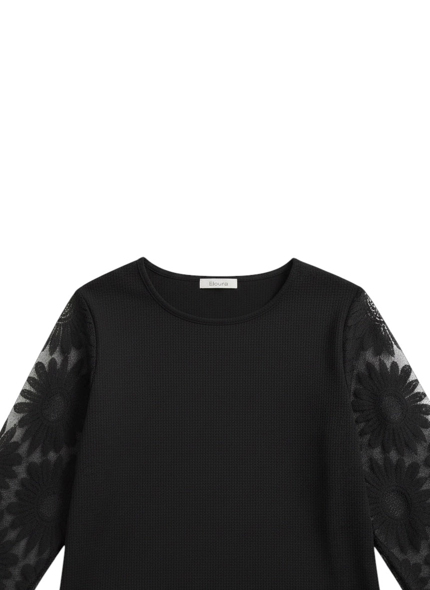 Eloura | Women's Floral Lace Sleeve Office Blouse — Elegant, Refined & Confident