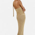 Eloura | Gold Knit Two-Piece Set – Sculpted Flow, Elevated Simplicity