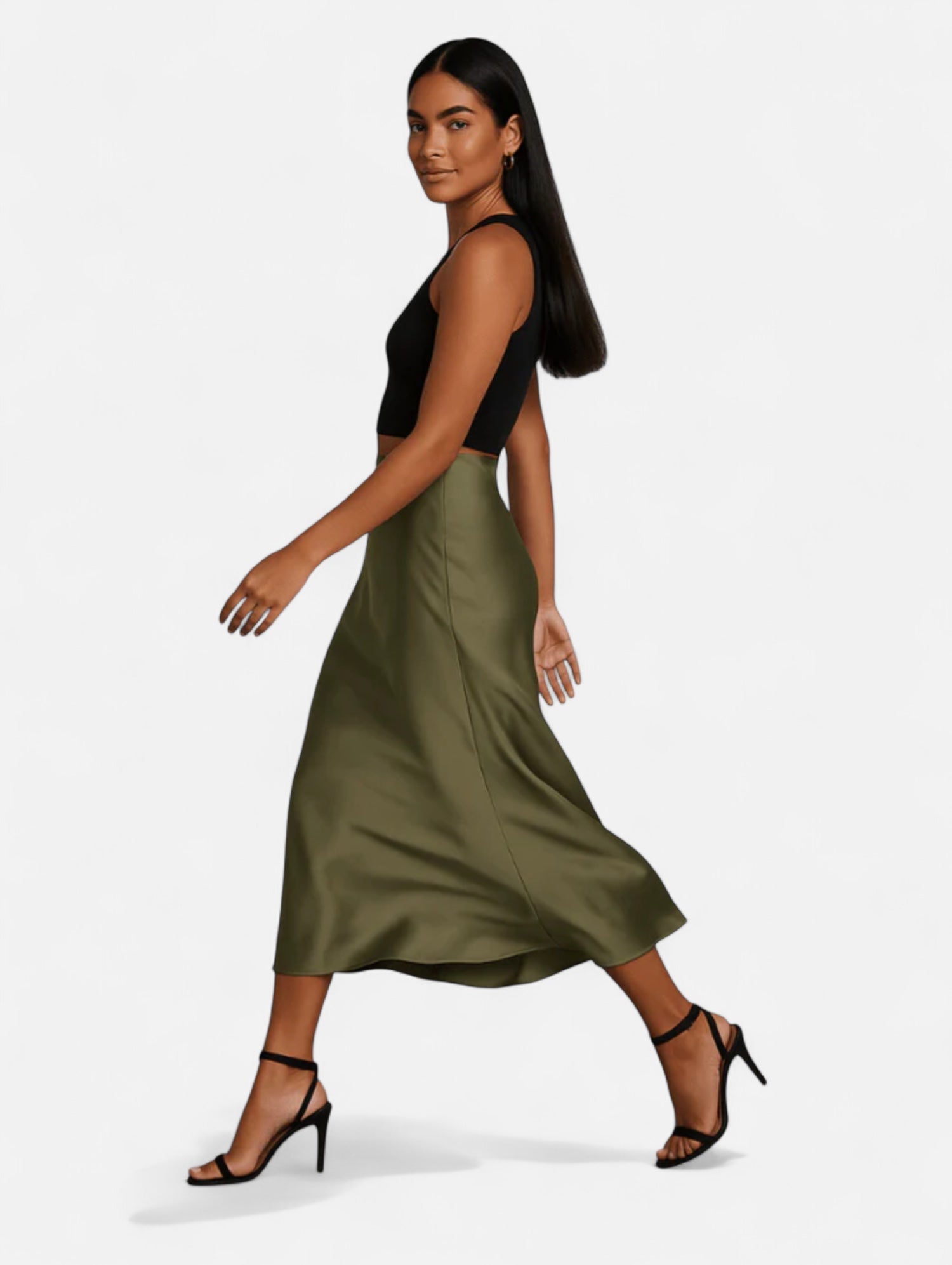 Eloura | Women's Satin High Waist Elegant Skirt