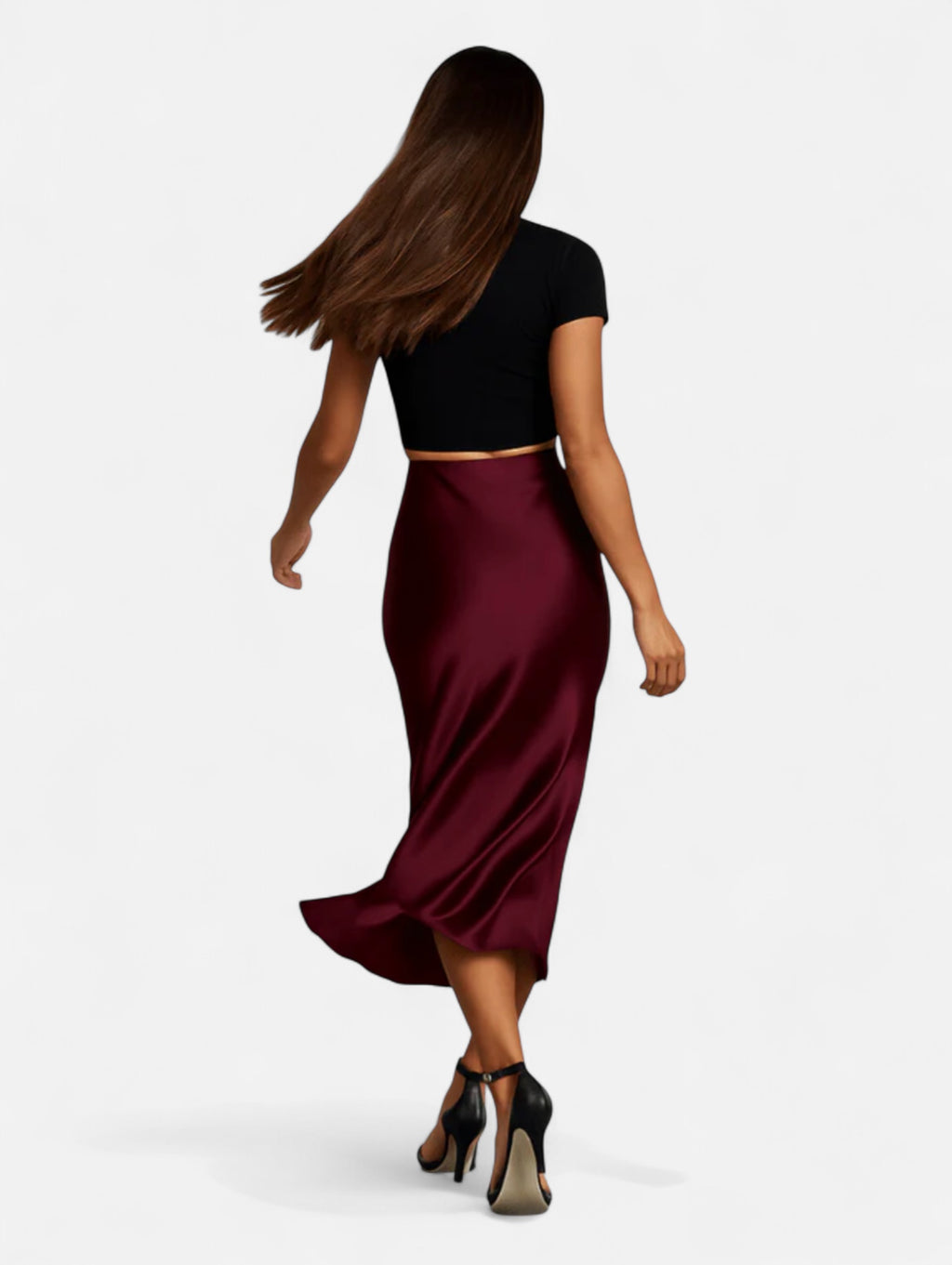 Eloura | Women's Satin High Waist Elegant Skirt