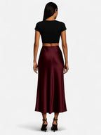 Eloura | Women's Satin High Waist Elegant Skirt