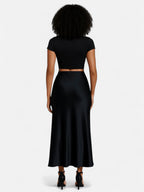 Eloura | Women's Satin High Waist Elegant Skirt