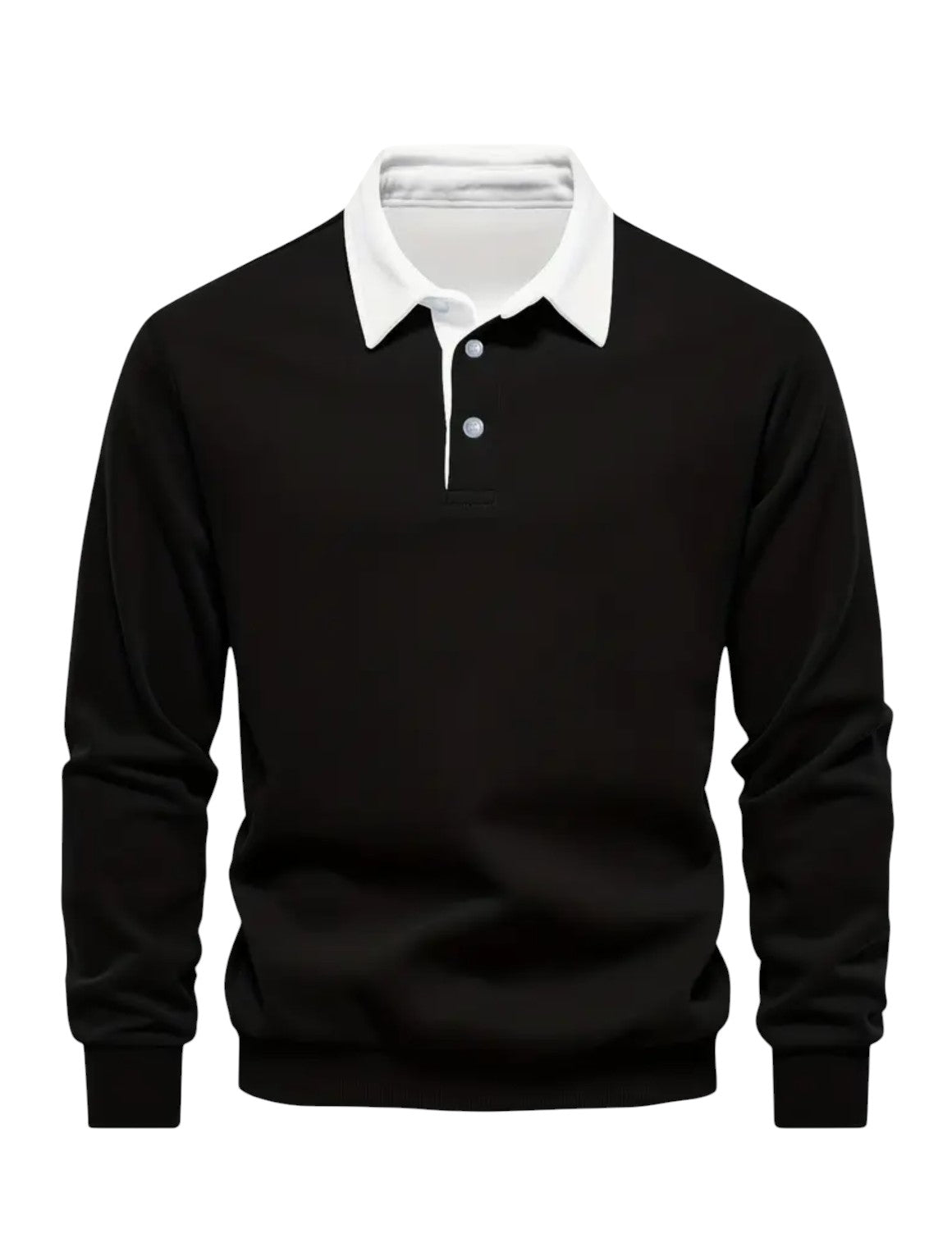 Eloura | Men’s Classic Contrast-Collar Long Sleeves Polo Shirt — Smart, Warm & Timeless