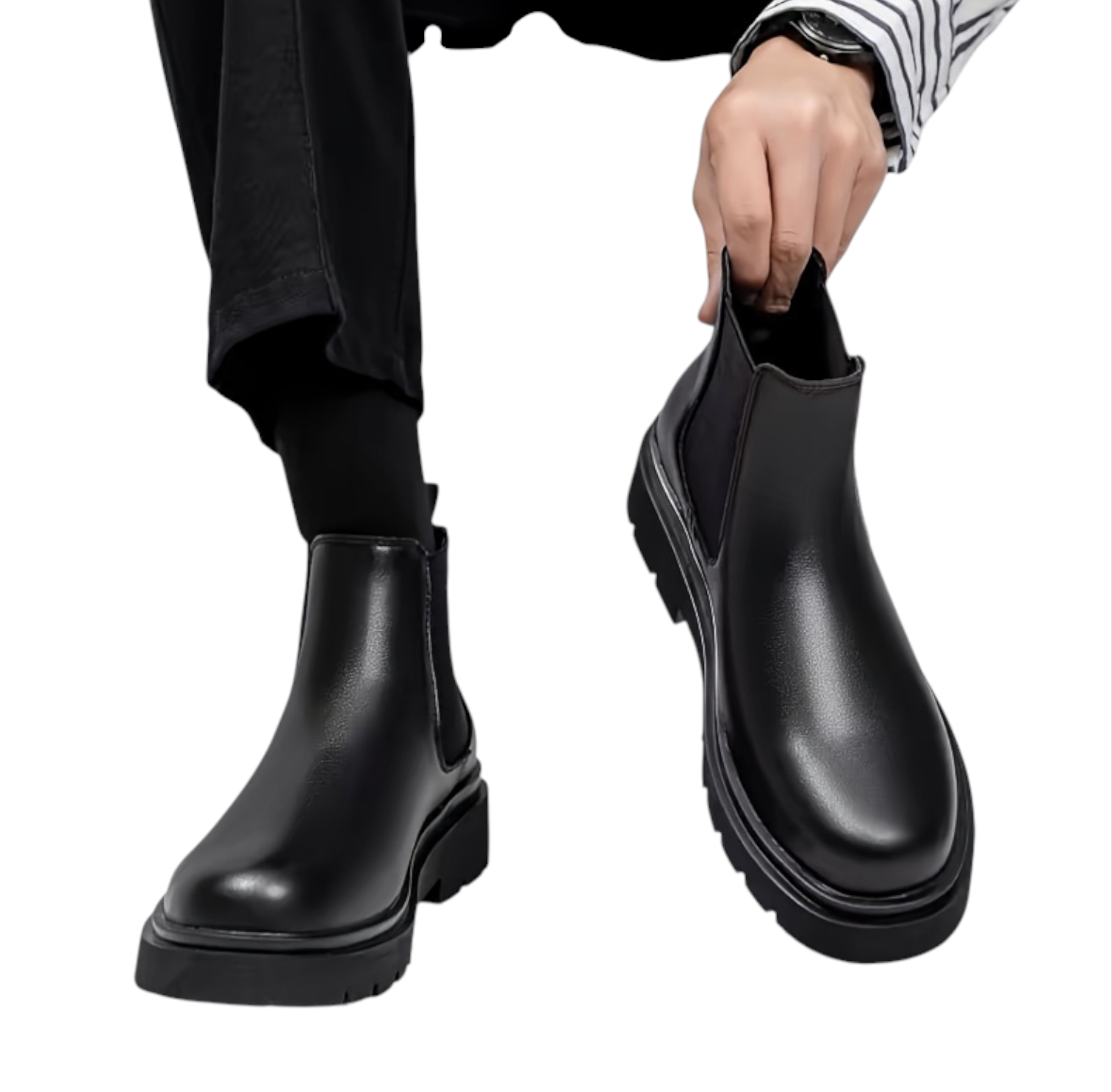 Eloura | Men’s Urban Leather Chelsea Boots — Midnight Black