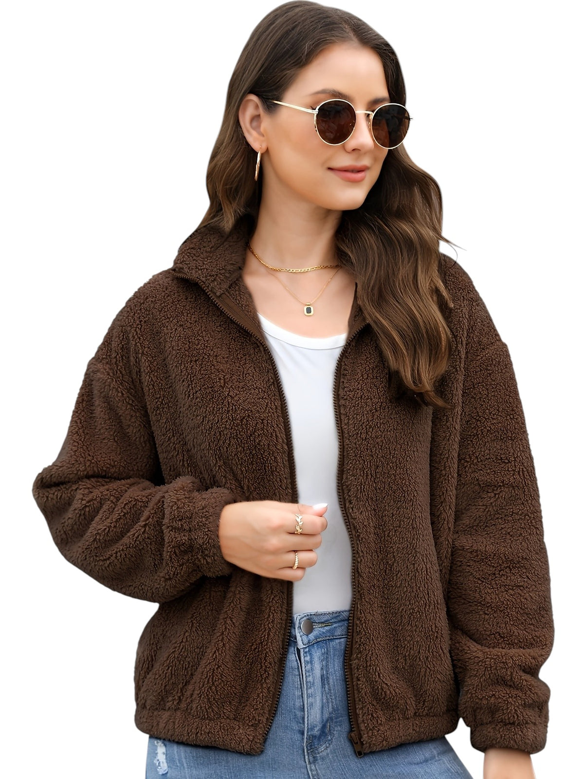 Eloura | Women’s Cozy Zip-Up Fleece Jacket – Warm, Soft & Everyday Essential