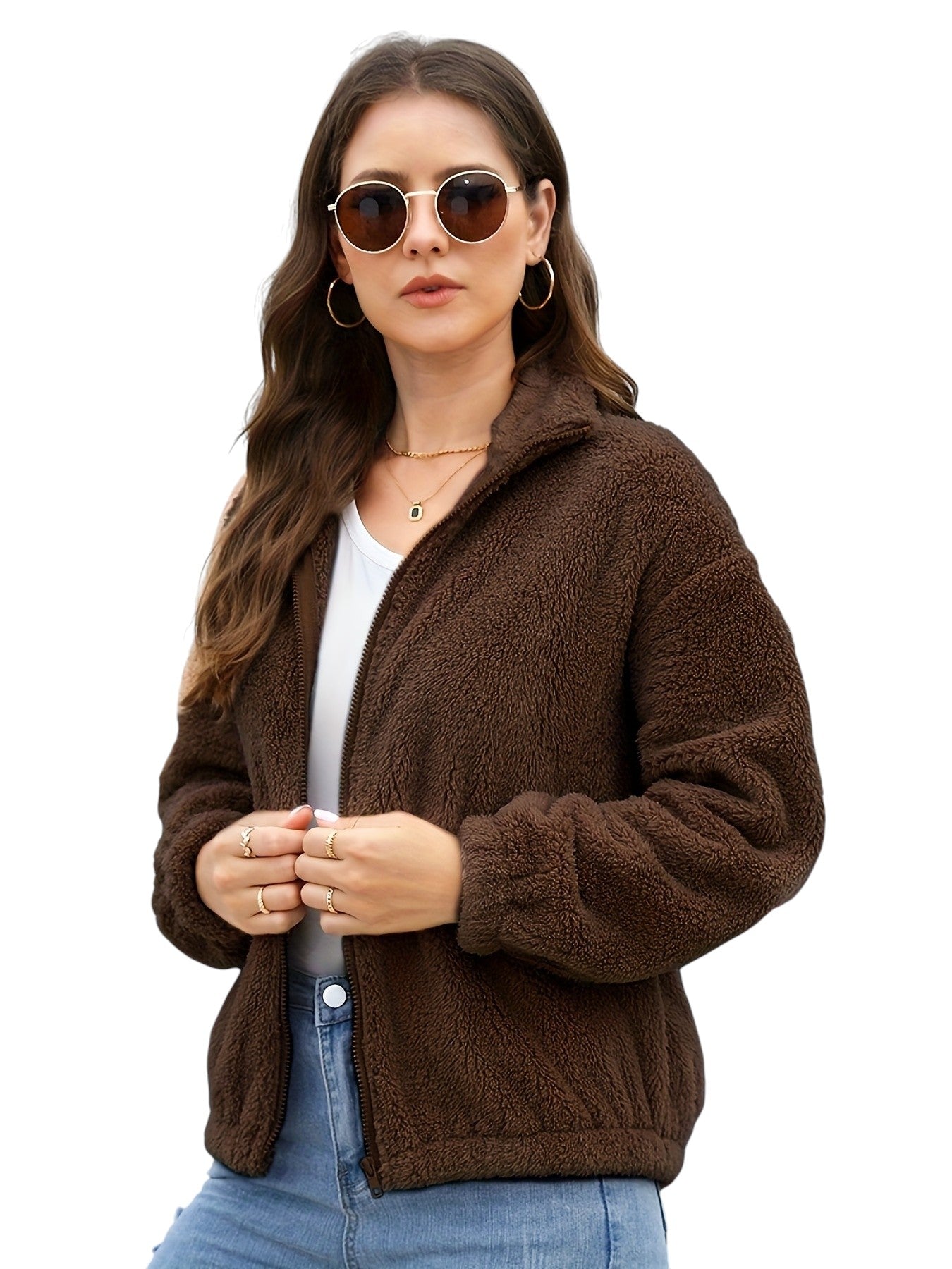 Eloura | Women’s Cozy Zip-Up Fleece Jacket – Warm, Soft & Everyday Essential