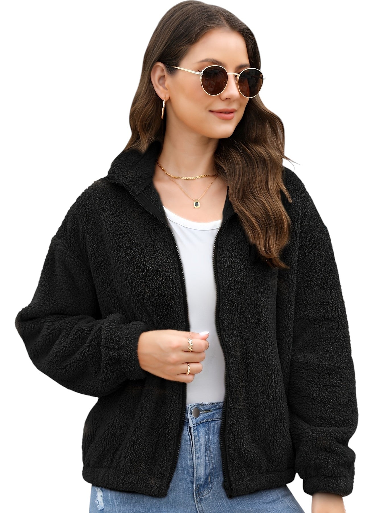 Eloura | Women’s Cozy Zip-Up Fleece Jacket – Warm, Soft & Everyday Essential