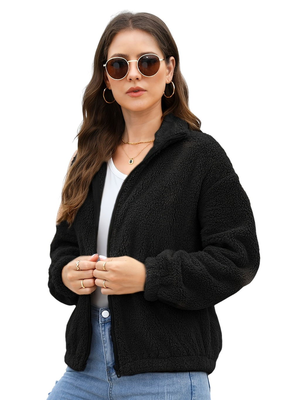 Eloura | Women’s Cozy Zip-Up Fleece Jacket – Warm, Soft & Everyday Essential