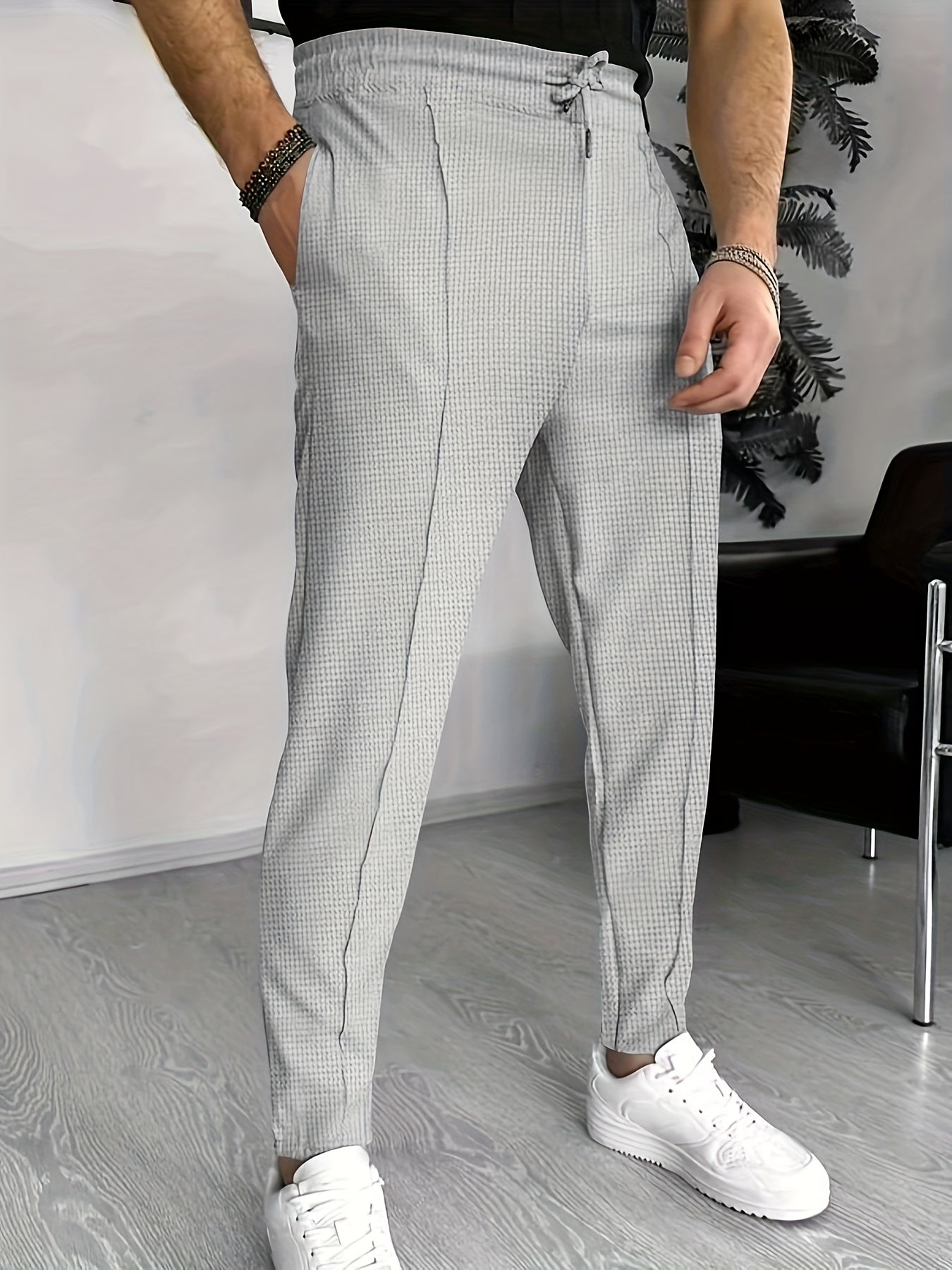 Eloura | Men’s Textured Slim-Fit Drawstring Trousers — Minimal, Refined & Effortlessly Modern
