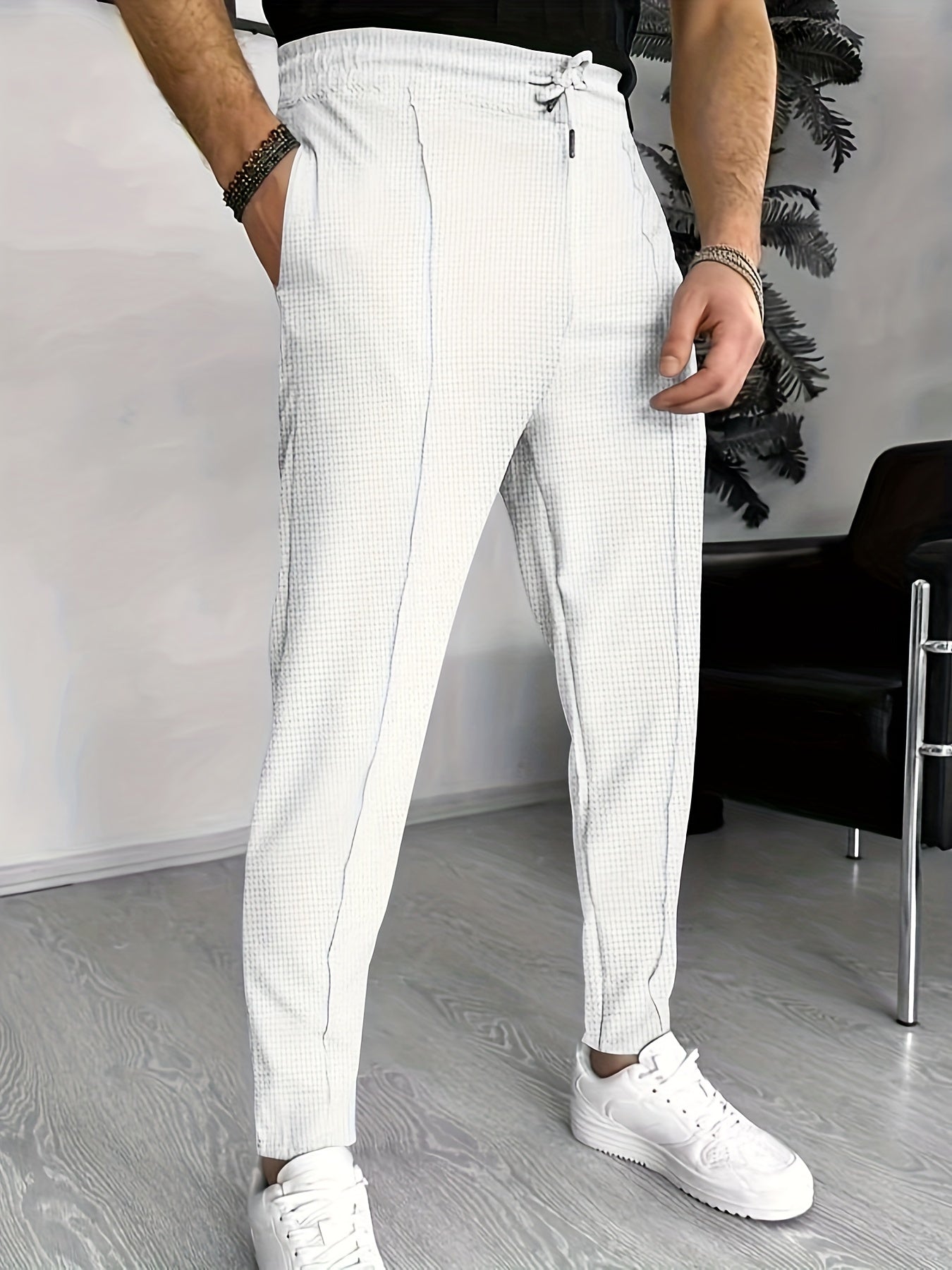Eloura | Men’s Textured Slim-Fit Drawstring Trousers — Minimal, Refined & Effortlessly Modern