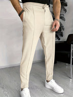Eloura | Men’s Textured Slim-Fit Drawstring Trousers — Minimal, Refined & Effortlessly Modern