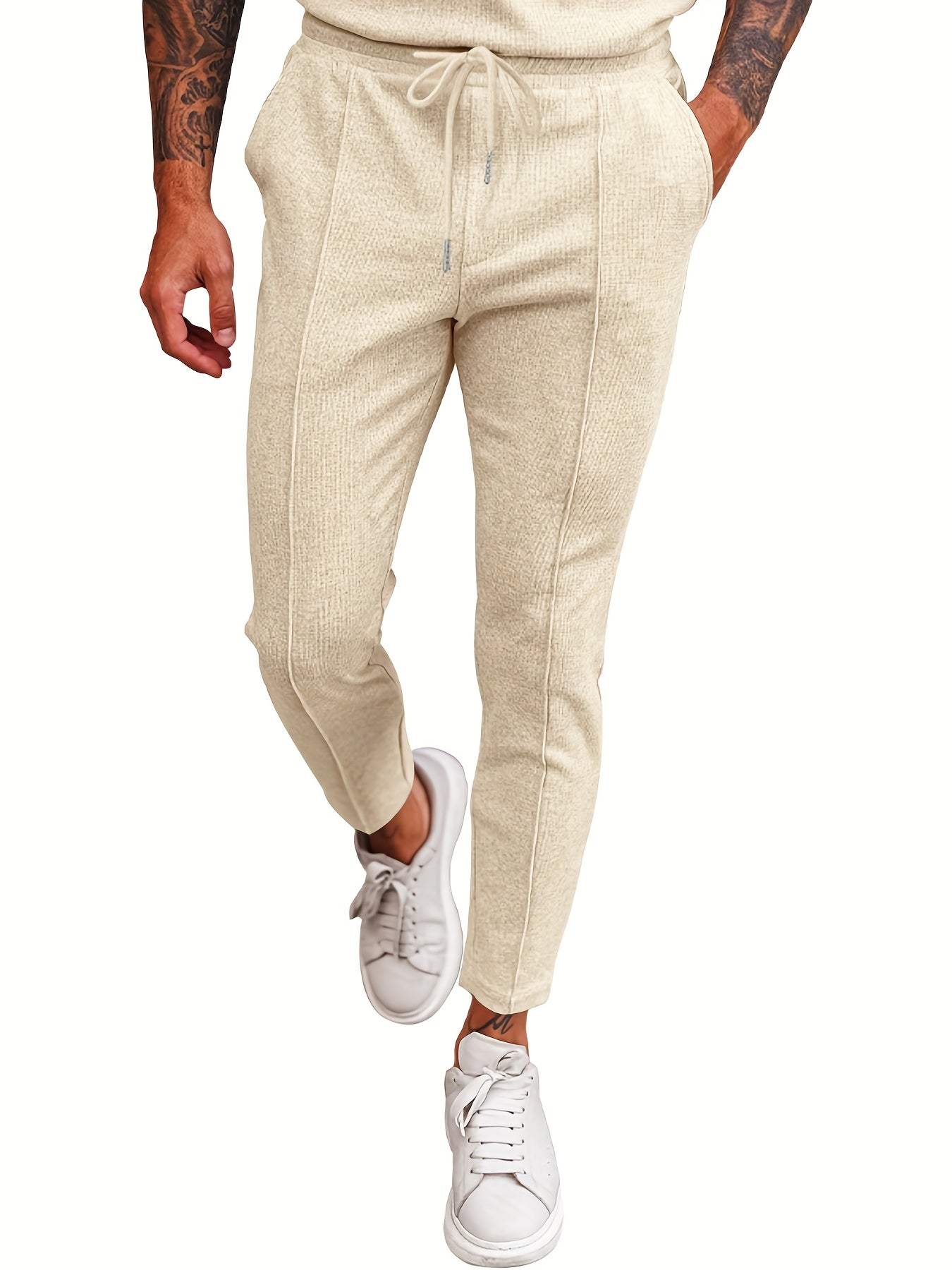 Eloura | Men’s Textured Slim-Fit Drawstring Trousers — Minimal, Refined & Effortlessly Modern