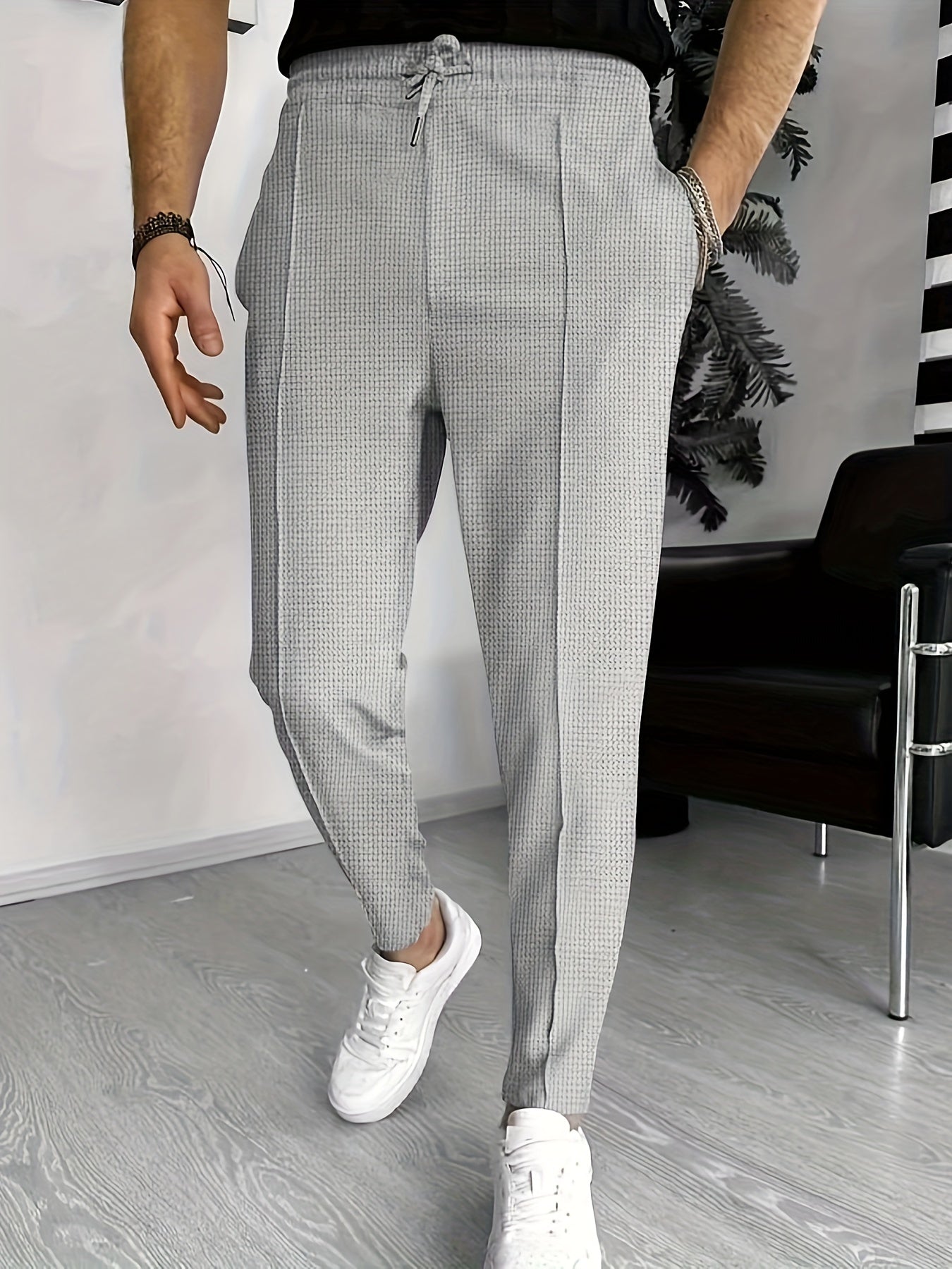 Eloura | Men’s Textured Slim-Fit Drawstring Trousers — Minimal, Refined & Effortlessly Modern
