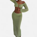 Eloura | Green Crochet Two-Piece – Earthy Texture, Effortless Confidence