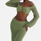 Eloura | Green Crochet Two-Piece – Earthy Texture, Effortless Confidence