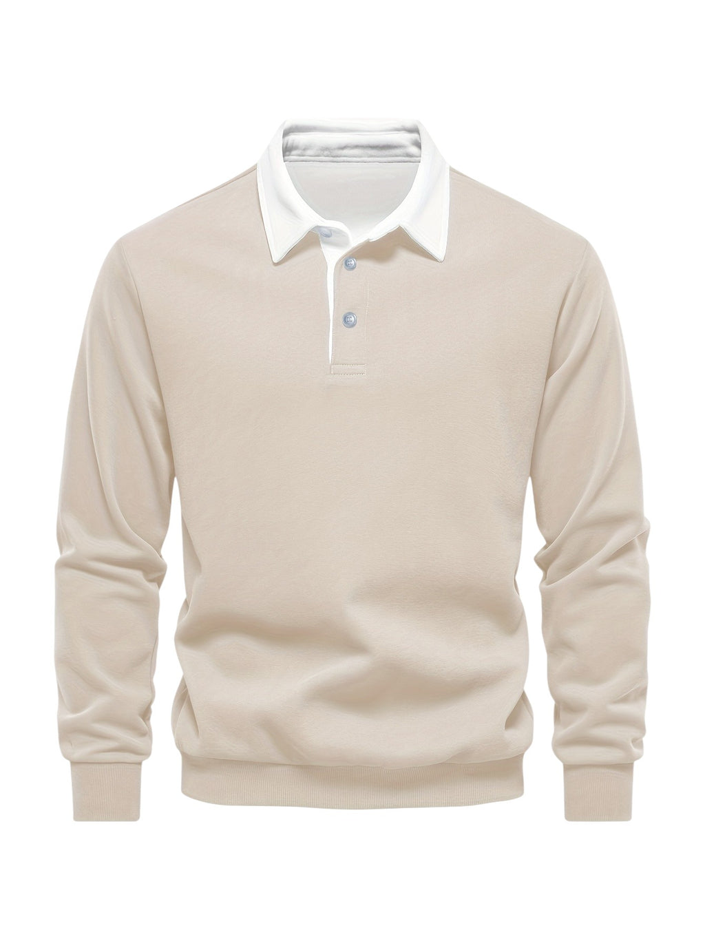 Eloura | Men’s Classic Contrast-Collar Long Sleeves Polo Shirt — Smart, Warm & Timeless