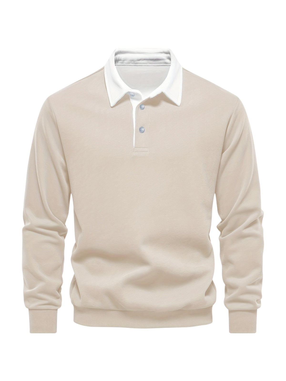 Eloura | Men’s Classic Contrast-Collar Long Sleeves Polo Shirt — Smart, Warm & Timeless