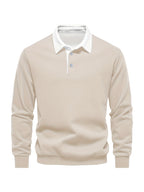 Eloura | Men’s Classic Contrast-Collar Long Sleeves Polo Shirt — Smart, Warm & Timeless