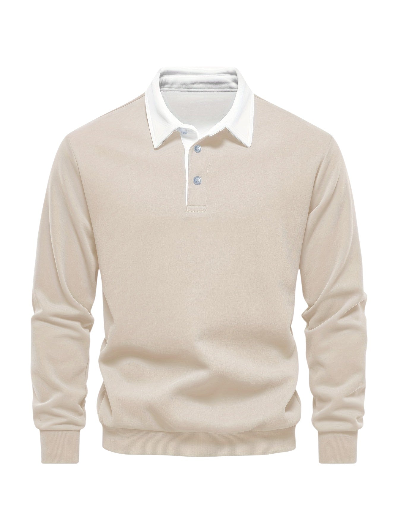 Eloura | Men’s Classic Contrast-Collar Long Sleeves Polo Shirt — Smart, Warm & Timeless