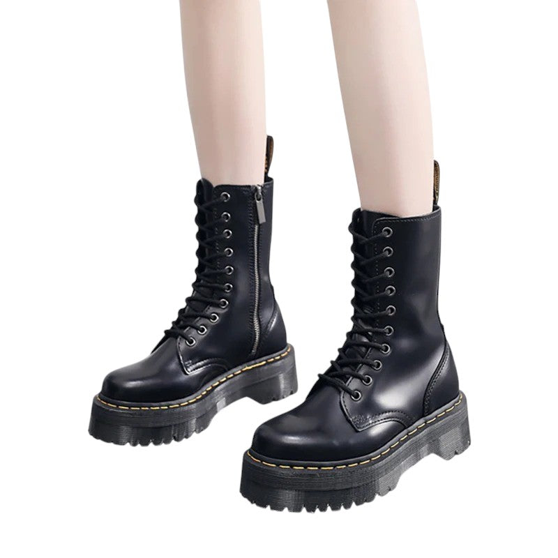 Eloura | Women’s Platform Black Leather Boots – Bold, Modern & Everyday Fierce