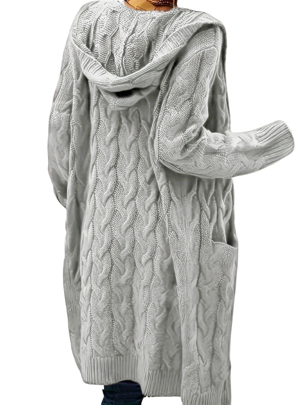 Eloura | Women’s Long Cable-Knit Hooded Cardigan – Cozy, Elegant & Layer-Perfect