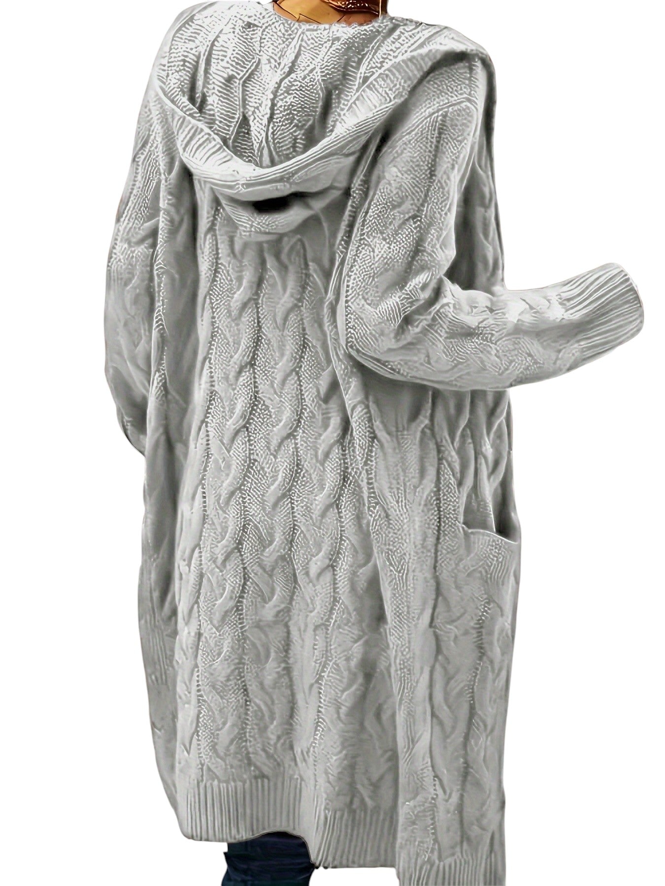 Eloura | Women’s Long Cable-Knit Hooded Cardigan – Cozy, Elegant & Layer-Perfect