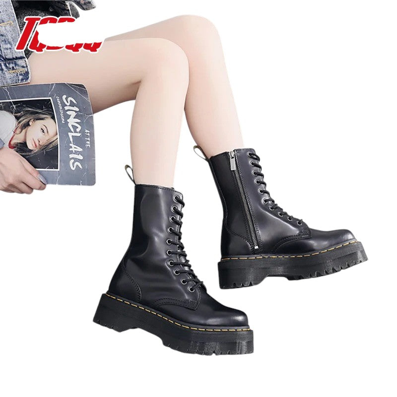 Eloura | Women’s Platform Black Leather Boots – Bold, Modern & Everyday Fierce