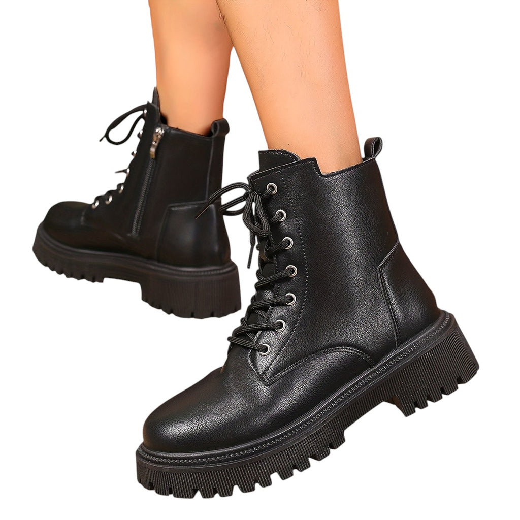 Eloura | Women’s Chunky Black Ankle Boots – Bold, Durable & Street-Ready