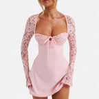 Eloura | Women’s Lace Patchwork Mini Dress – Allure in Motion, Elegance in Detail