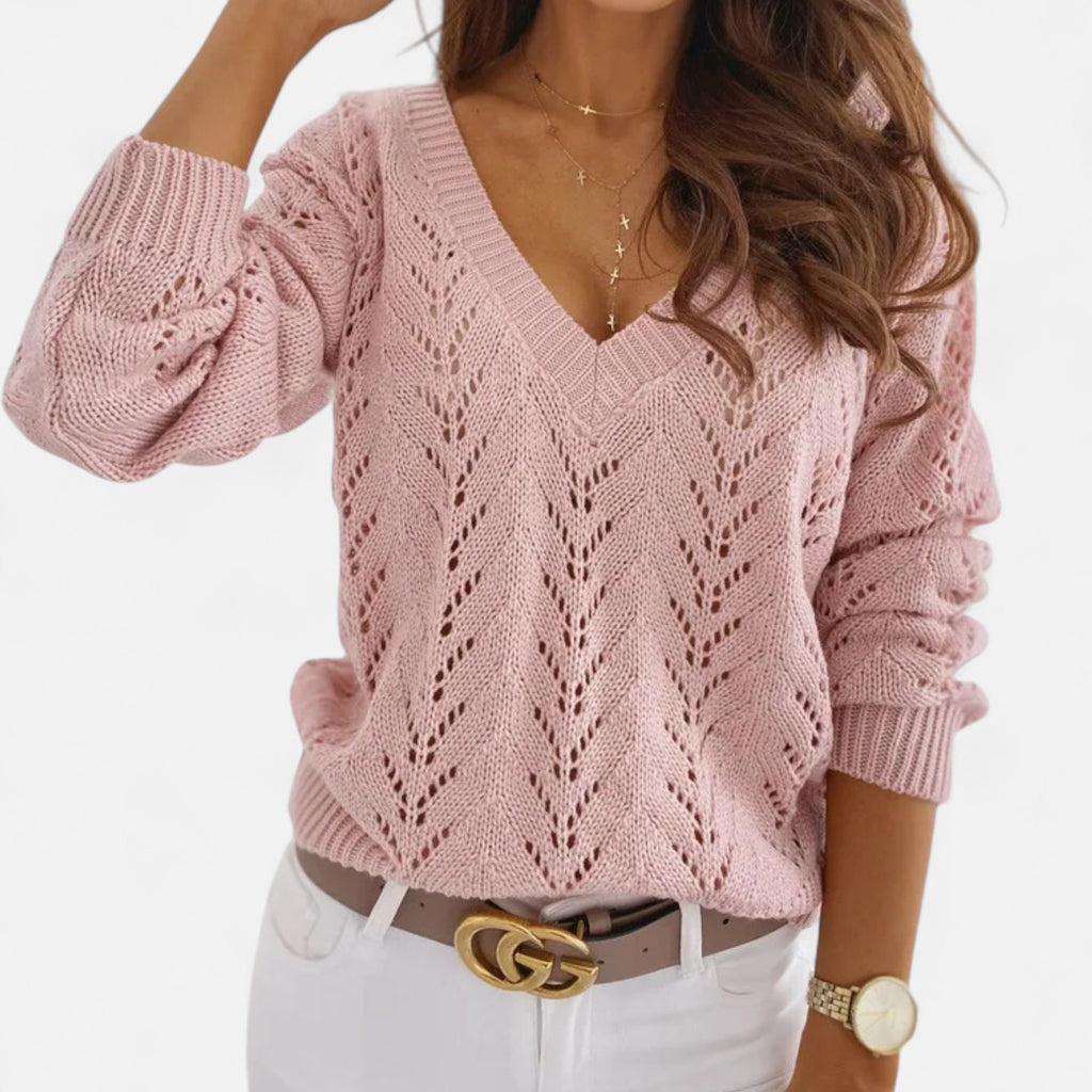 Eloura | Women’s Open-Knit Linen Top – Airy Texture, Effortless Refinement