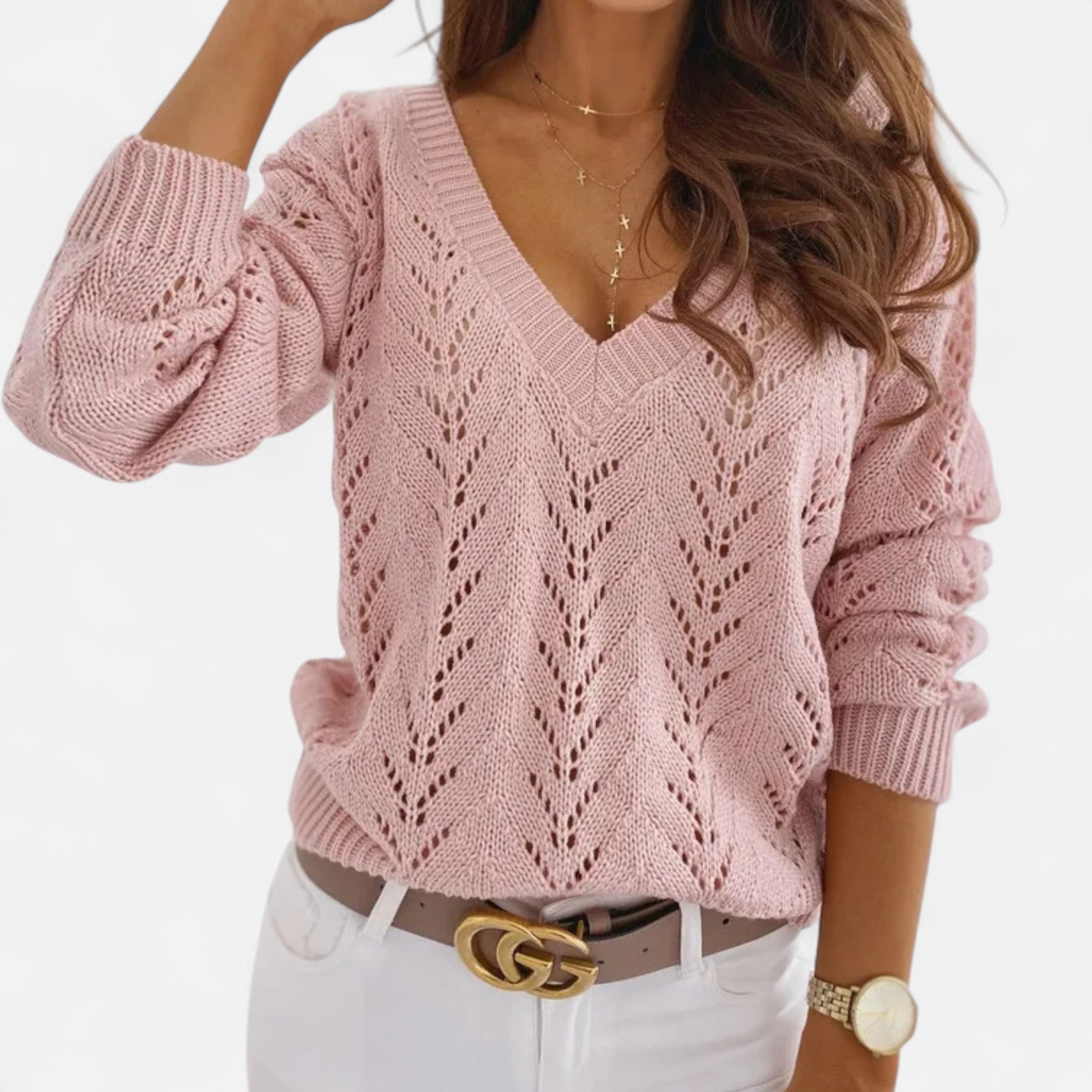 Eloura | Women’s Open-Knit Linen Top – Airy Texture, Effortless Refinement